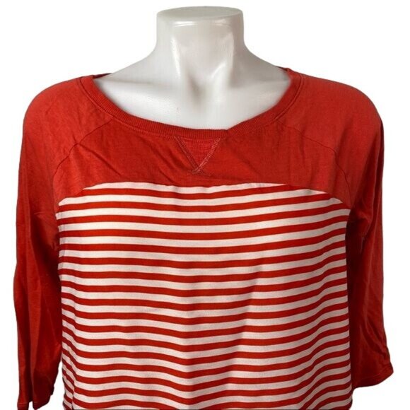 Express Coral Striped Top 3/4 Sleeve Top Shirt Size M - Picture 2 of 10